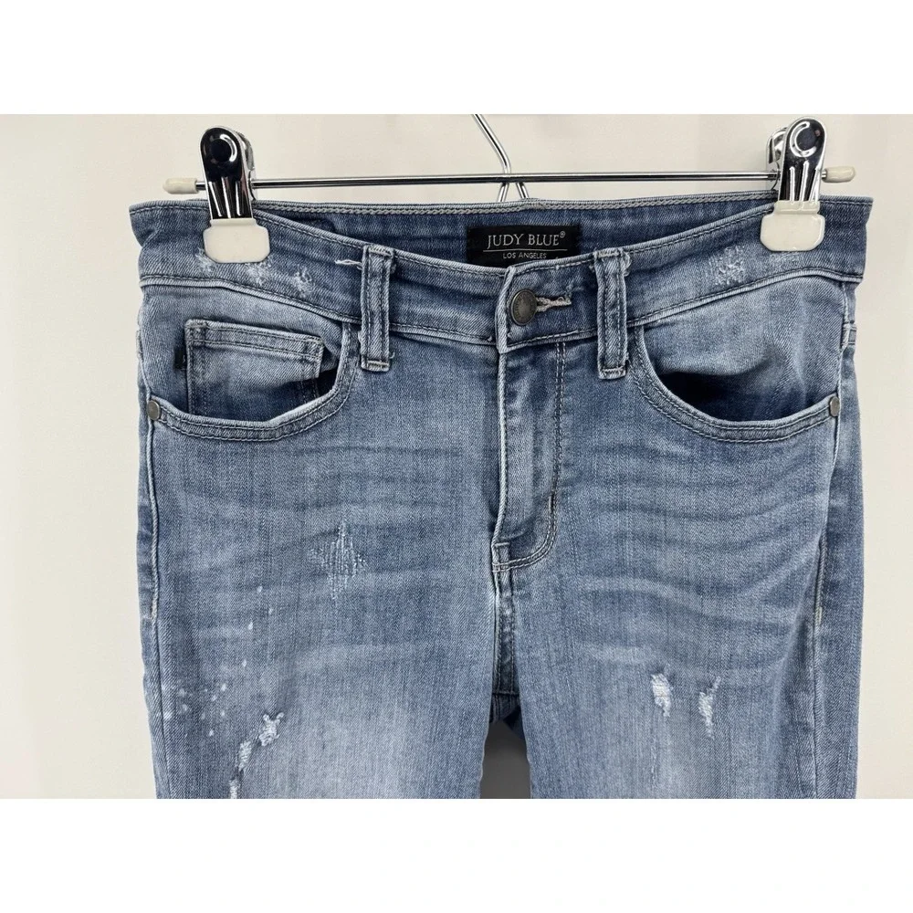 Judy Blue Relaxed Fit Distressed‎ Light Wash Jeans Paint Splatter JB8273MD  7/28